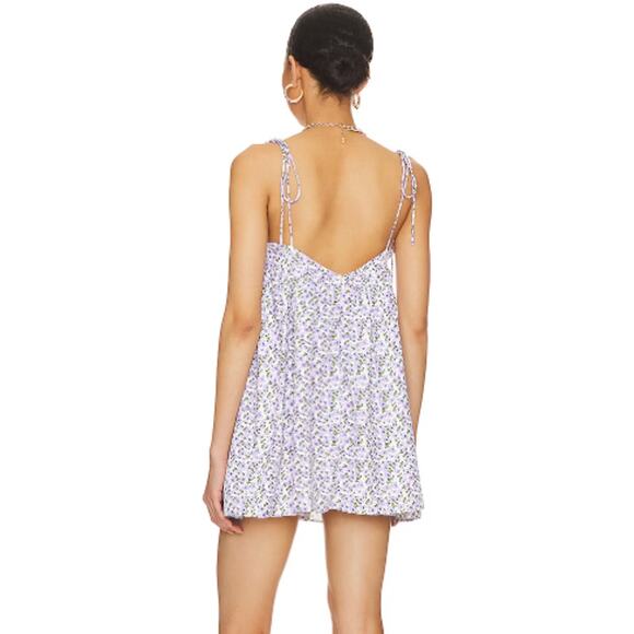 REVOLVE More To Come Viola Tie Strap Mini Dress Floral Plunge V-Neck in Lavender - Picture 3 of 14